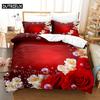Комплект пододеяльников с красными розами, королевский размер, полный 3D комплект постельного белья, наволочка с цветами, стеганое белье, односпальная двуспальная кровать 220x240, 200x200
