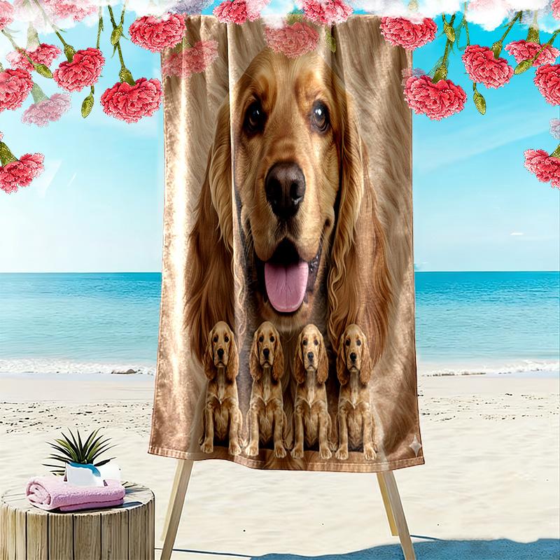 American Cocker Spaniel Print Beach Towel, Large Soft Quick Dry Towel for Beach Camping Swimming