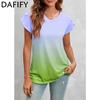 Женские модные летние повседневные футболки и топы с короткими рукавами и v-образным вырезом