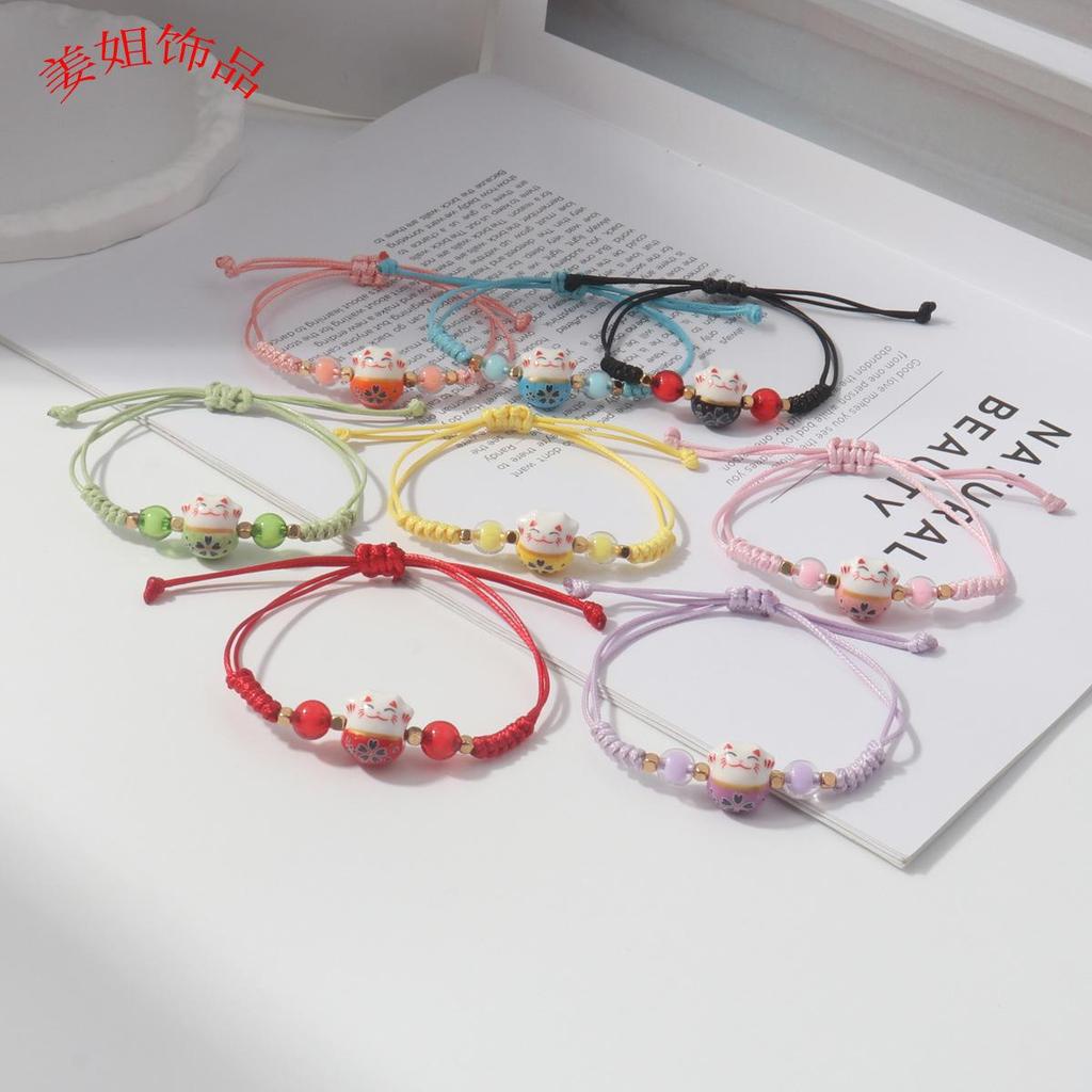 Плетеный браслет Lucky Cat Candy Color для женщин