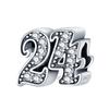 Подлинный 925 пробы стерлингового серебра полые цифры Cz бусины шарм подходит модный браслет для женщин заявление модные ювелирные изделия