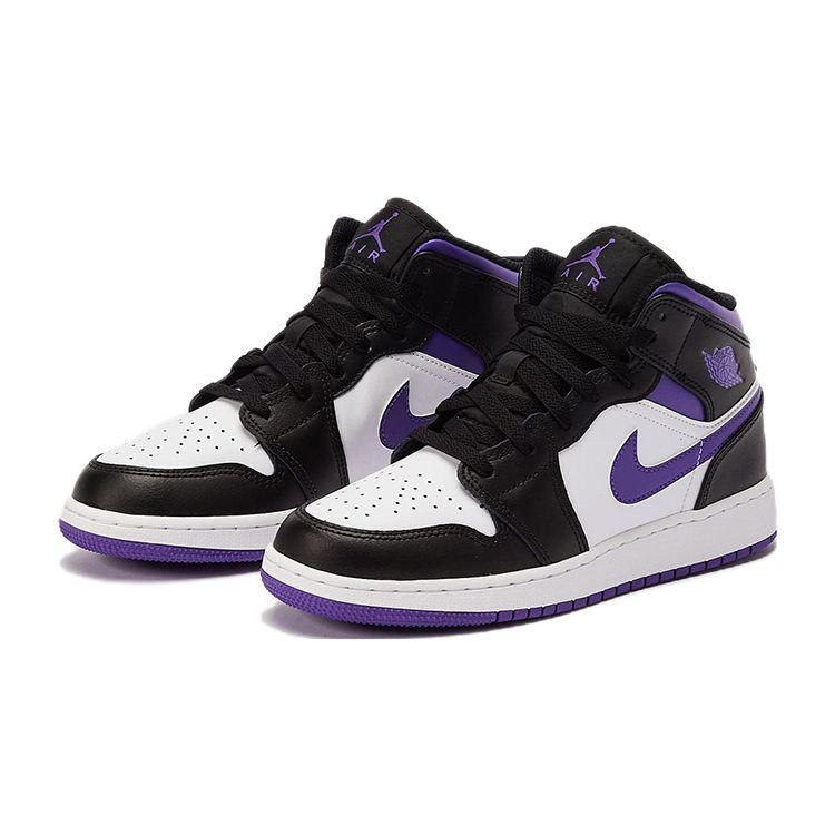 Кроссовки Air Jordan 1 Mid GS Dark Iris Purple Black White 554725-095