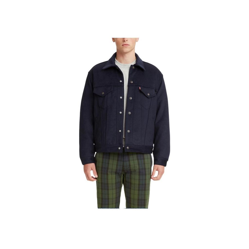 Levis Однотонная Однобортная Куртка из Денима Приталенного Кроя с Воротником и Нагрудным Карманом Мужские куртки Темно-синий A1972-0000