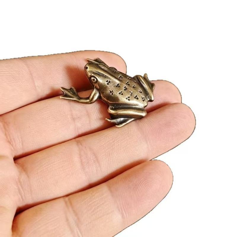 Alloy Zen Meditation Frog Statue Durable Alloy Vintage Texture Small Figurine for Tea Table Home Decor