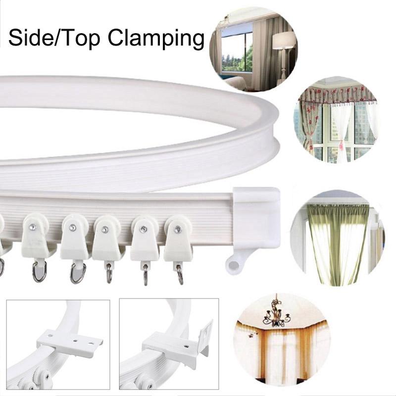 Flexible Ceiling Curtain 1M Track Mounted Bendable Curved Rod Rail Straight Slide Windows Decor Plastic Accessories Kit