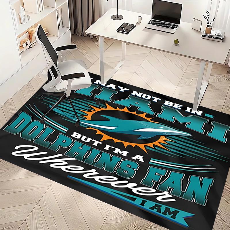 1pc Miami Dolphins logo Print Area Rug - Soft, Washable Non-Slip Indoor Mat, Living Room, Home Office Decorative Rug,Office Decorative