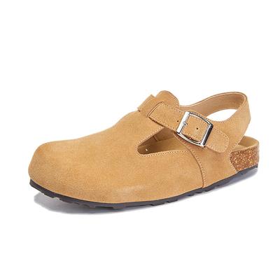 Летние женские пробковые тапочки из коровьей замши, женские сандалии, модные шлепанцы для женщин, мюли-сабо, тапочки с широким носком, обувь