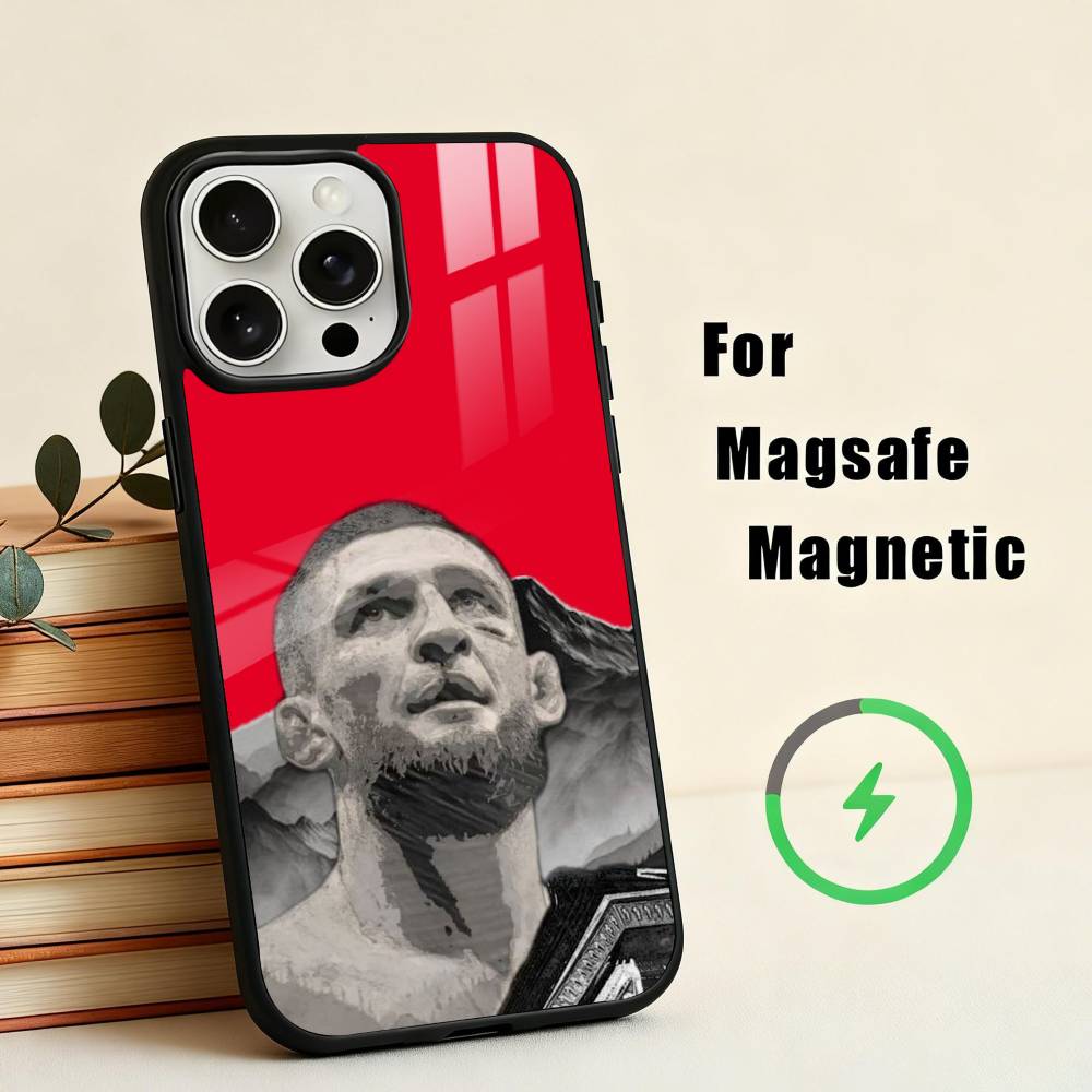 Чехол для телефона K-Khamzat C-Chimaev-v Для iPhone17,16,15,14,13,12,11 Plus, Для чехла с магнитной беспроводной зарядкой