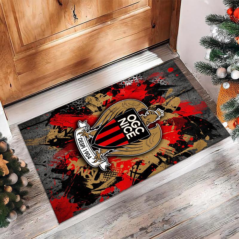 OGC Nice FC Soccer Football Pattern Soft Area Rug Non Slip Indoor Floor Carpet Sports Decor Mat for Bedroom