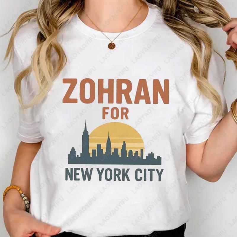 Zohran for New York City Shirt Fashion Vintage NYC Skyline Tees Comfort Cotton Shortsleeve Tshirt Zohran Mamdani Inspired Gift