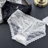 Женские милые трусики из ледяного шелка с кружевом и сеткой, с низкой посадкой, сексуальные