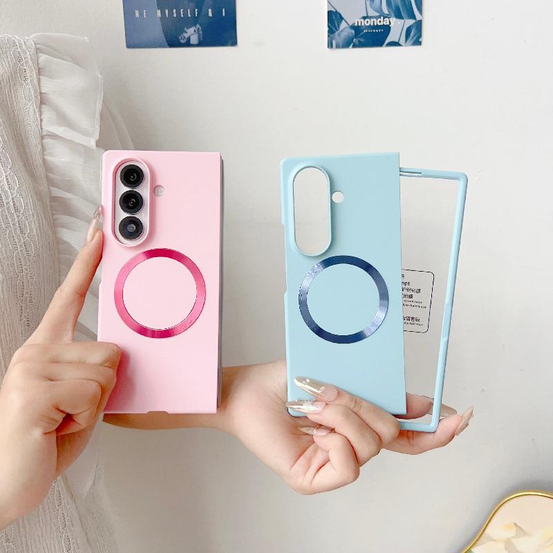 Чехол для Samsung Z Fold7: Переливающийся магнитный чехол-кольцо, ударопрочный, с защитной пленкой для экрана