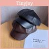 Pu Leather Octagonal Hat For Women With Sun Protection Chic Winter Fashion Accessory