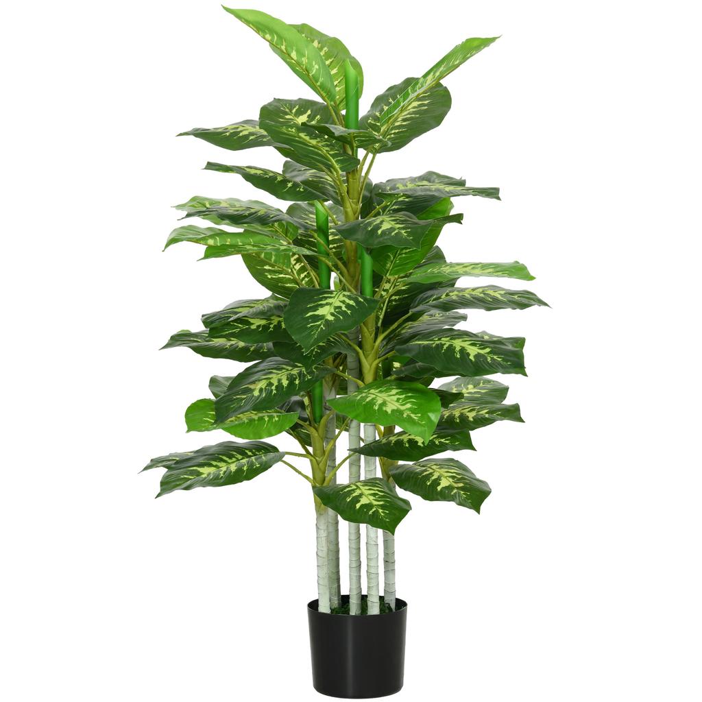 Artificial Plant, Plastic Plant, Cement Pot, Indoor and Outdoor, 120 cm, Green