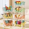 Toy Storage Trolley with Pulley Snack Storage Racks Detachable Simple Trolley Bookshelf Household Large Capacity Movable Trolley
