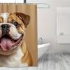1pc Happy Smiling English Bulldog Shower Curtain - Easy Clean, Vibrant Art Print for Bathroom, Bathtub & Window Decoration