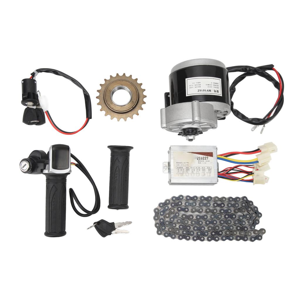 36V 350W Gear Reduction Electric Motor Controller Kit with 22T Sprocket 114 Link Chain 36V Throttle Grip Ignition