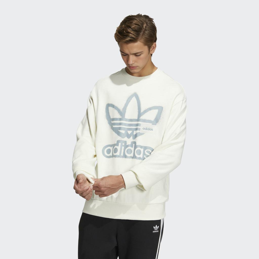adidas Пуловер с круглым вырезом Originals Adicolor и принтом спереди Топы унисекс Off-White HS1995