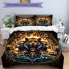 3pcs Flaming Tiger Amidst Waves Pattern Bedding Set, 1* Cover + 2*Pillowcases, Printed Bedding Set, Soft and Comfortable, Suitable for Bedroom an