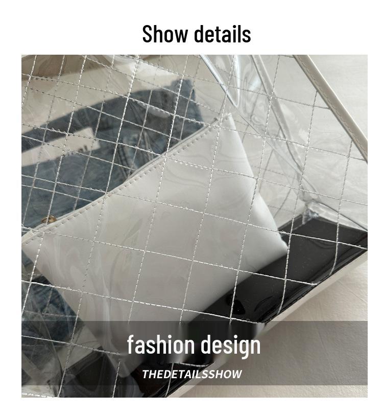 Весна 2024 Женская большая прозрачная сумка-тоут из ПВХ - Повседневная сумка через плечо, Летний тренд