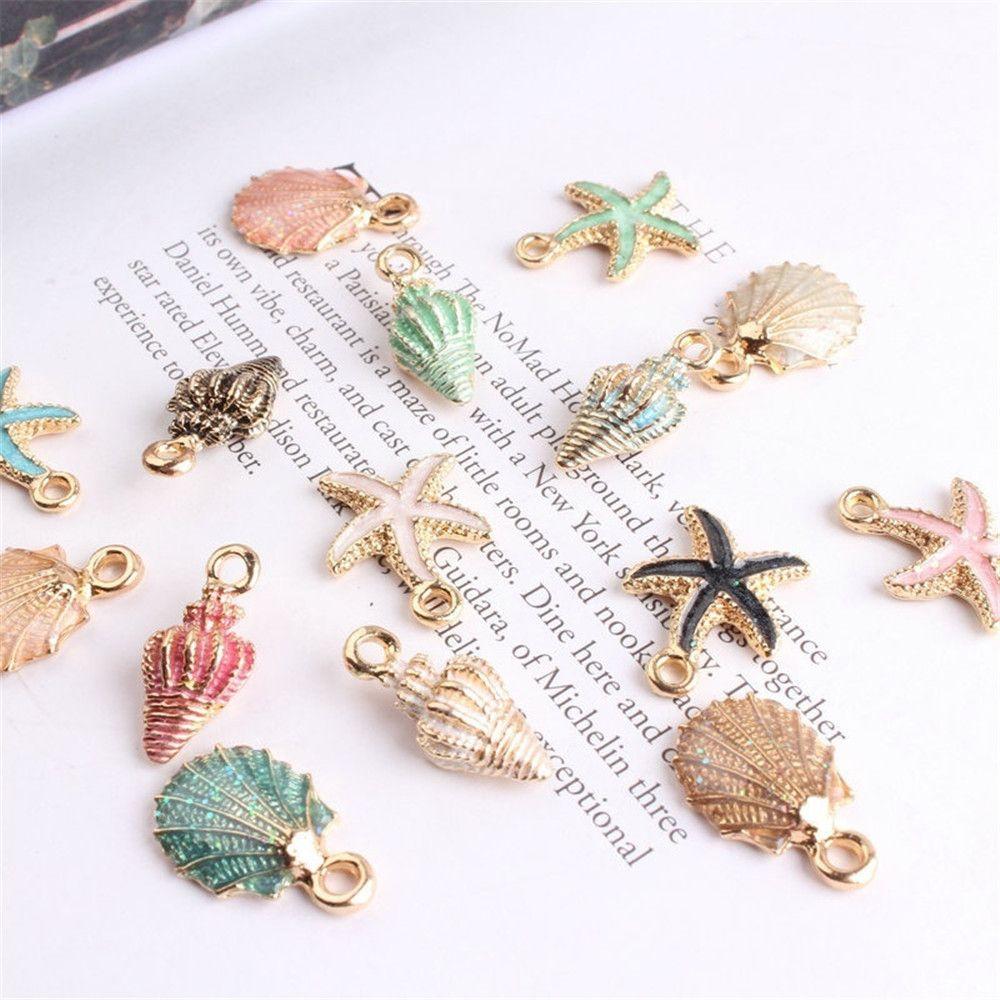 13Pcs/Set Earring Craft Making Necklace Sea Shell Ocean Pendants Handmade Accessories Conch Charms