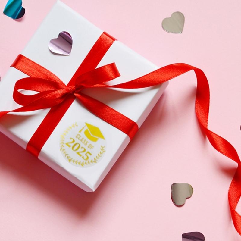 120 Count Gold Foil Graduation Hat Sticker 40mm Clear PET Seal Sticker For Seal Envelope Card Packaging Party Decoration