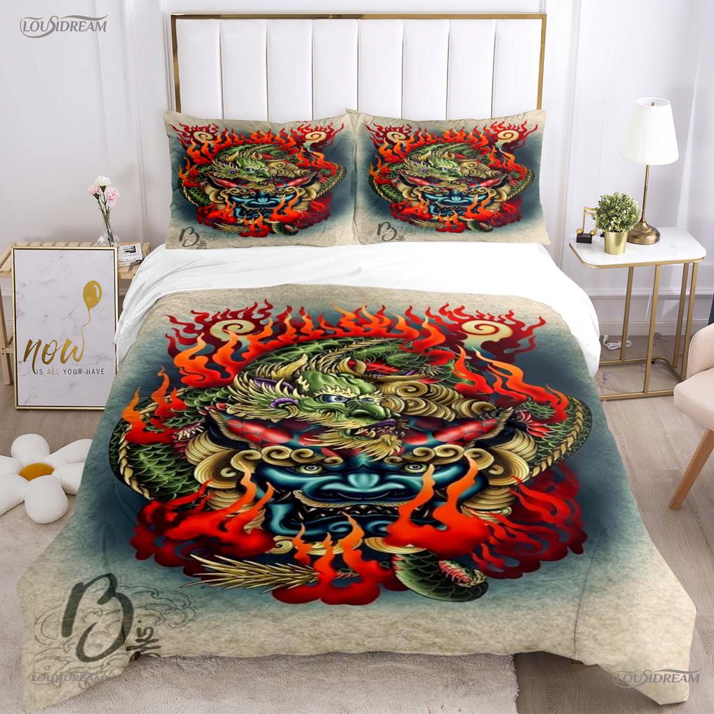 Fashion Dragon and Tiger Battle All Season Duvet Cover Bedding Sets Soft Quilt Cover and Pillowcases Single/Double/Queen/King