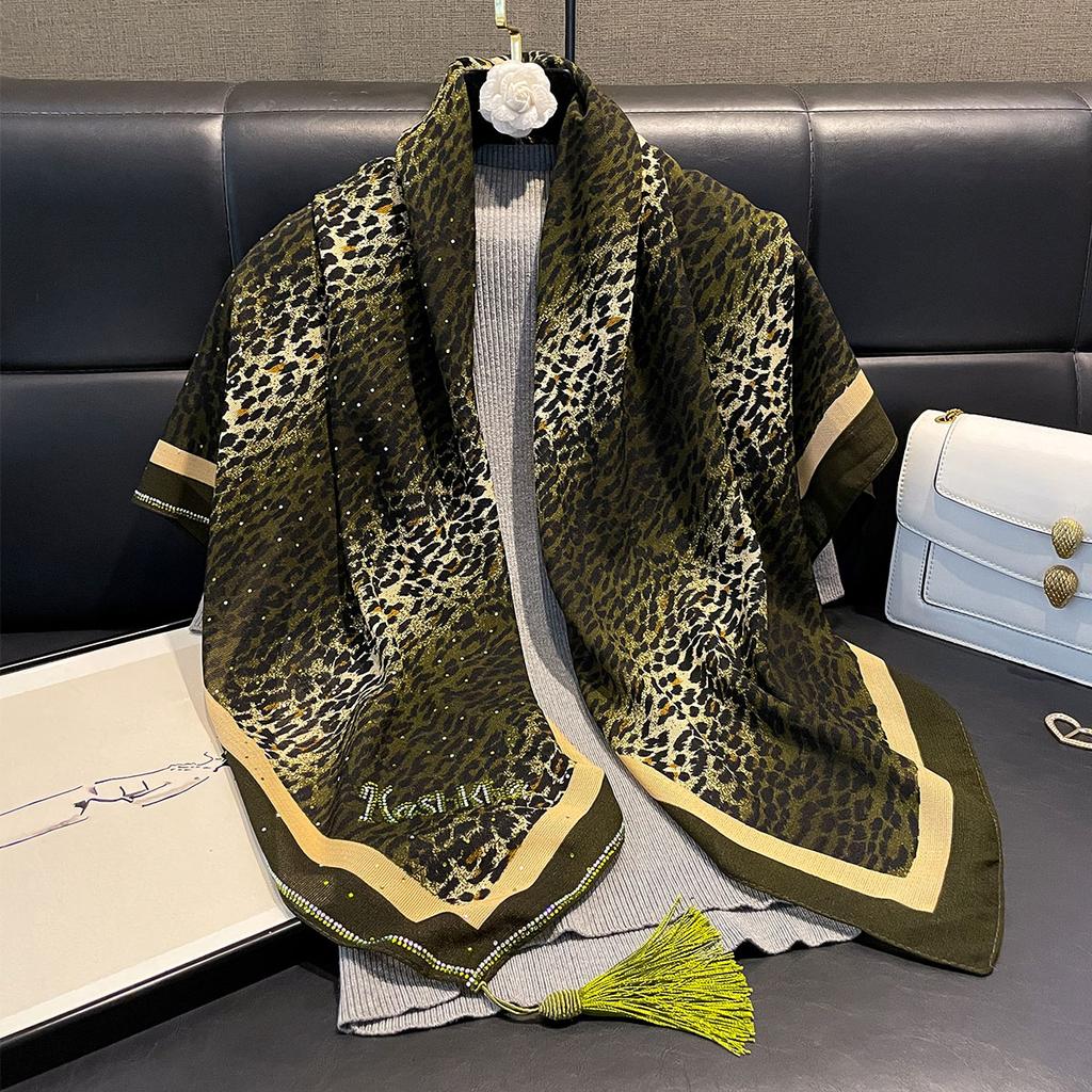 Luxury Leopard Print Satin Silk Square Scarf for Women Shawl Hijab Neckerchief Female Hair Headband Fashion Wrap Bandana New