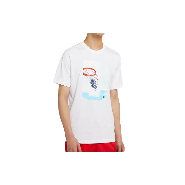 Nike Basketball Hoop Print Short Sleeve T-Shirt Men Tops White CK9514-100