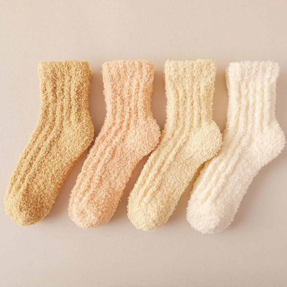 1/4 Pairs Winter Coral Velvet Socks Warm Floor Socks Soft Cotton Socks Sleep Socks