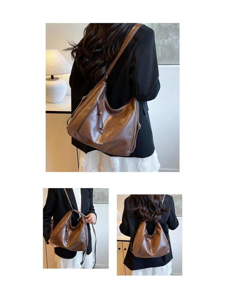 Женская весенняя ретро-сумка-тоут 2025: Простая вместительная сумка через плечо в корейском стиле