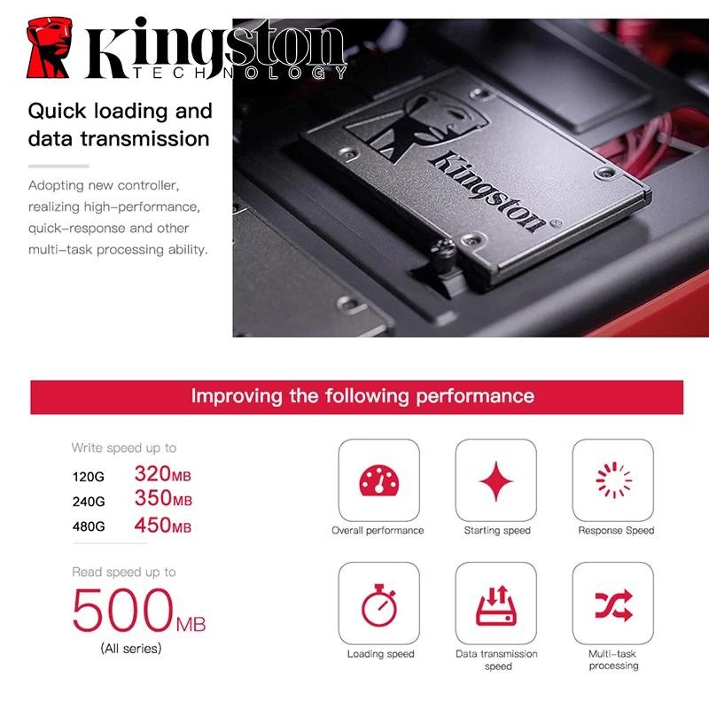 Kingston Твердотельный накопитель 240 ГБ, 480 ГБ/960 ГБ, A400 SATA 3, 2,5 дюйма, внутренний твердотельный накопитель SA400S37/240G/480G/960G — замена жесткого диска для повышения производительности