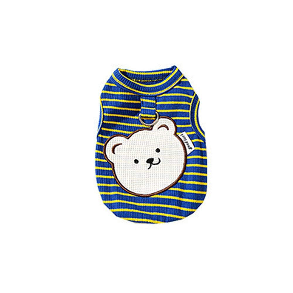 Summer Thin Pet Vest Bear Striped Pet Pullover Creative Dog T-shirt  Four Seasons