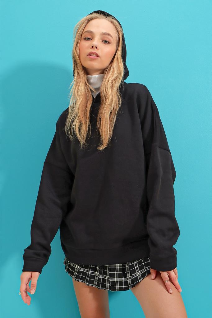 Женская толстовка, новый сезон, модная, черная, с капюшоном, толстая, длиной до бедра, 3 нитки, толстовка из розового золота