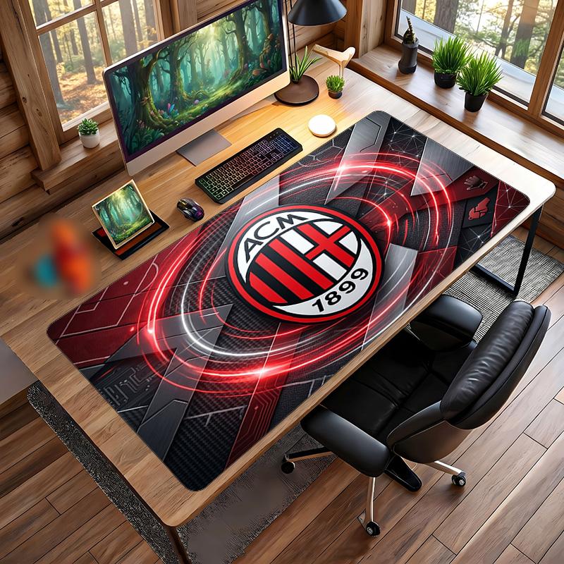 Большой коврик для мыши с принтом AC Milan, нескользящий мягкий резиновый игровой коврик для стола, декор для офисного ноутбука компьютера
