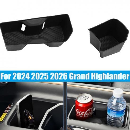 Center Console Cup Holder Storage Organizer Black For 2024-2026 Grand Highlander