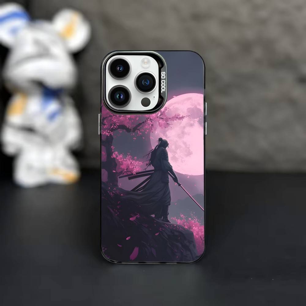 Японская живопись самураев Чехол для iPhone 17,16,15,14,13,12,11,Mini,Pro,MAX Черный матовый ударопрочный чехол