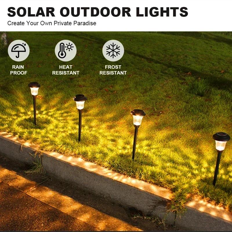 2PCs Solar Ground Lights LED Outdoor Landscape Path Lamp Waterproof Solar Garden Lights For Yard Garden Walkway Patio Driveway