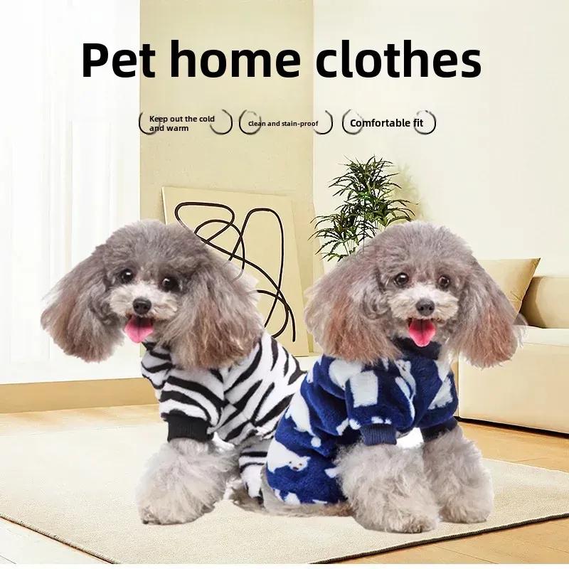 Small Breed Dog Plush Pyjamas Autumn Collection Cross-Border Pet Clothing Cozy Doggy Jumpsuit Pet Supplies