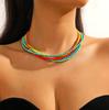 Necklace for Women Multi-pack Bohemian Colorful Rice Beads Beading Ins Simple Collarbone Chain Multi-layer Rice Beads Necklace Set Elegant Necklace