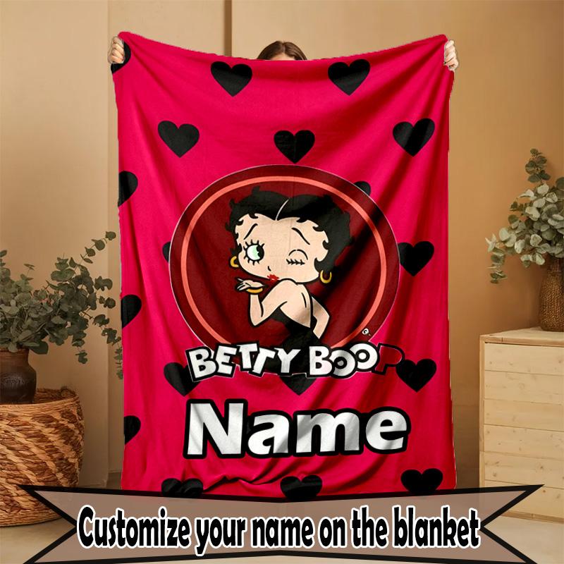 Custom Name Personalized Betty Boop Print Blanket, Home Decor, Bedroom, Sofa, Camping, Couch, Gifts for Birthday ChristmasEnthusiasts