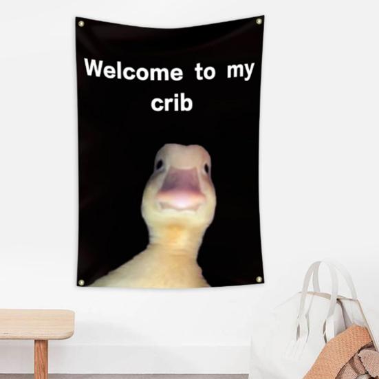 Wall Flag Creative Welcome To My Crib Flag Durable Easy Installation Wall Hanging Banner for Home Decoration
