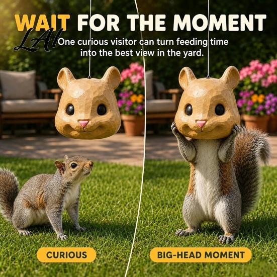 Hanging Nut Dispenser Outdoor Squirrel Feeder with Creative Simulated Head Design Durable 3D Printed Wildlife Feeding Station for Pla Tool Backyard