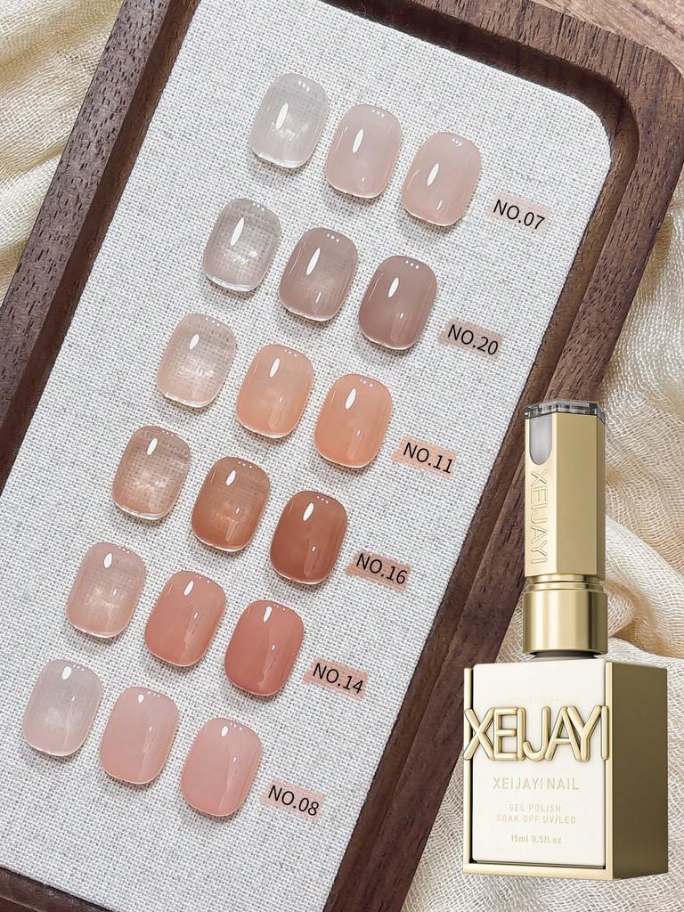 Nail Polish Gel Jelly Ice Transparent Nude, UV LED Nail Gel Polish, Glossy Finish, For Nail Salon And DIY