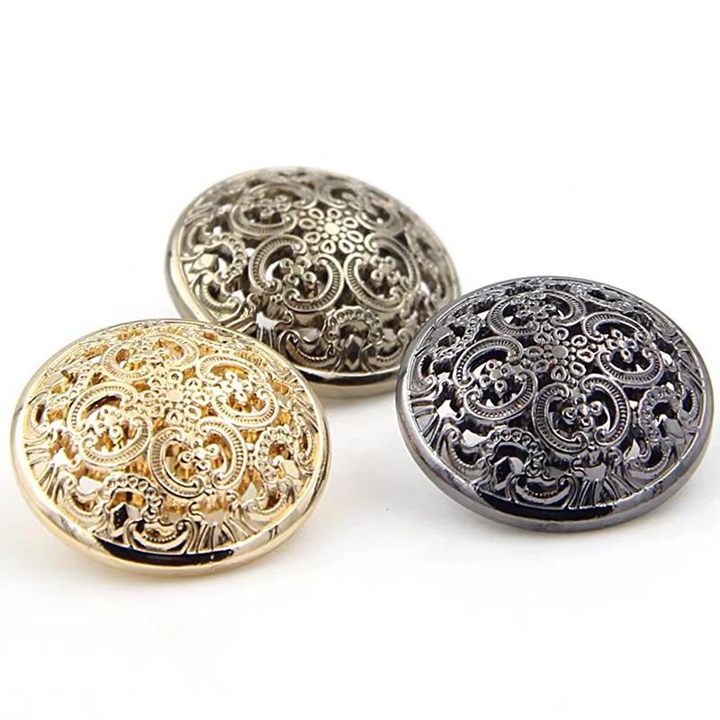 10PCS Carved Golden Hollow Buttons Clothing Handmade Sewing DIY Fashion European Decorative