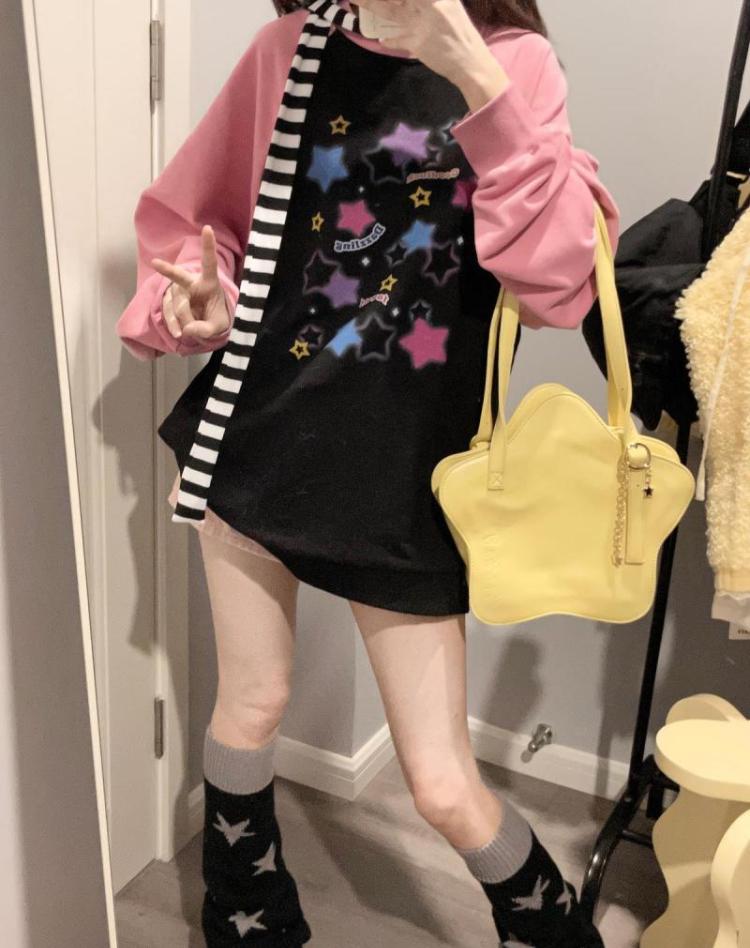 Y2K эстетические толстовки со звездами, женские толстовки Harajuku Kpop, повседневные толстовки большого размера, уличная одежда, свободные пуловеры, топы E-girl