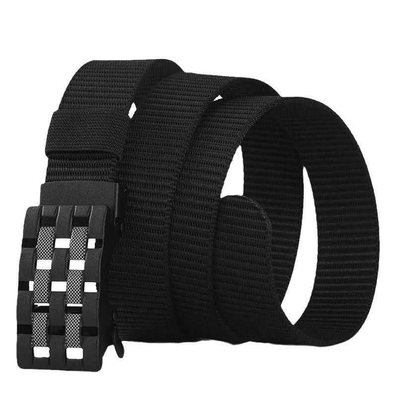 Plaid Button Imitation Nylon Belt Military Training Outdoor Canvas Tactical Belt Simple Sports Belt