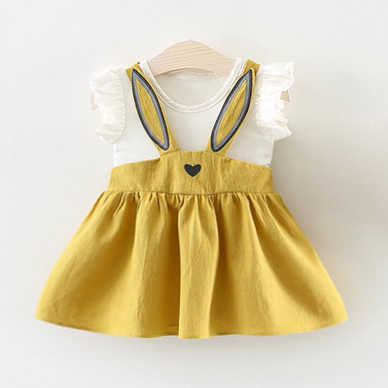 Милое повседневное платье для маленьких девочек из 2 предметов, летнее платье с мультяшным дизайном и трусы, комплекты костюмов из полипропиленовых брюк