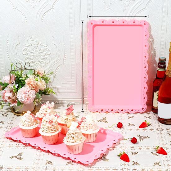 3шт сервировочные подносы большой прямоугольный поднос для десерта пластиковые прочные многоразовые тарелки плоский поднос для печенья и кексов на день рождения, чаепитие, свадьба