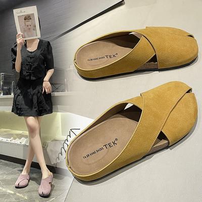 Баотоу полутапочки женские уличные 2025 новые летние на плоской подошве ленивые одноногие мягкая подошва тапочки Birkencool